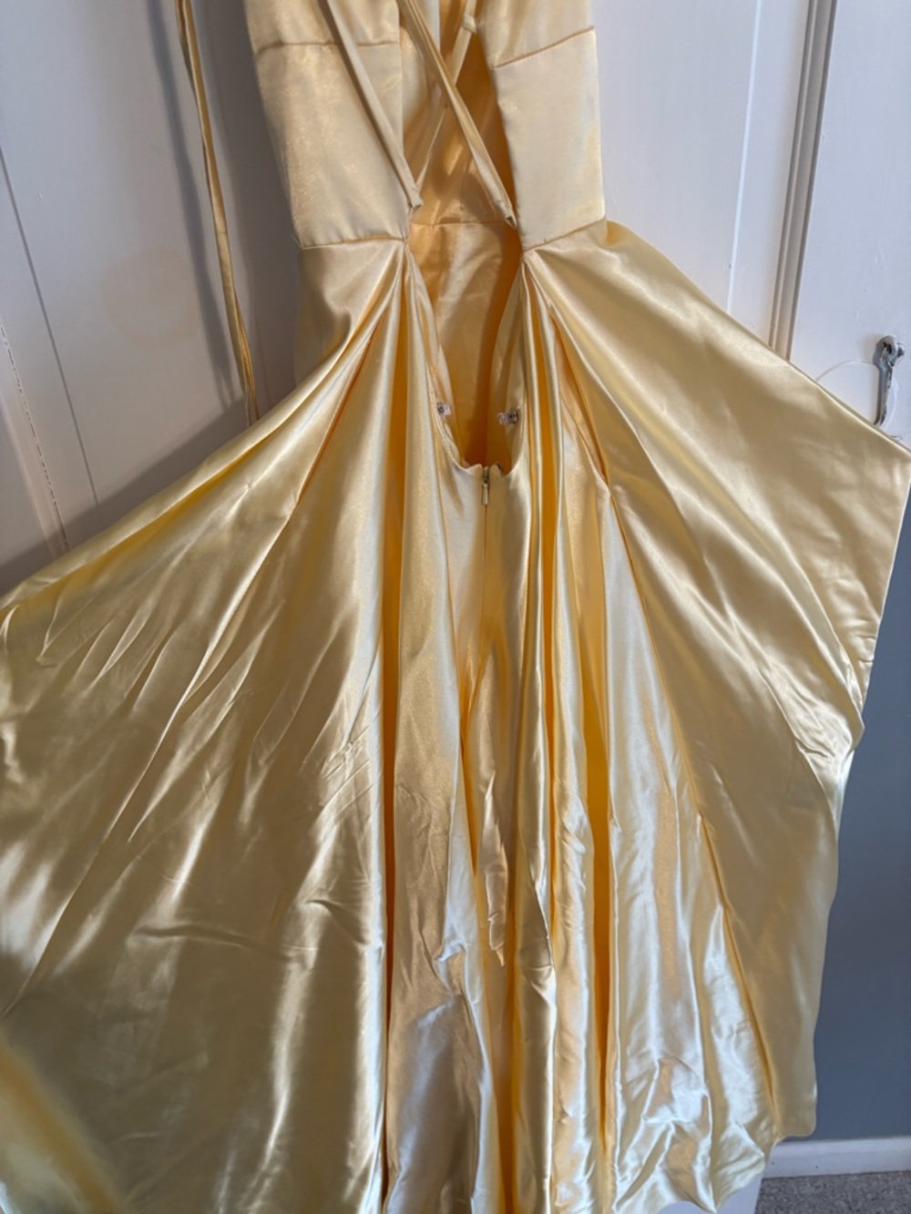 Faviana Yellow Satin Prom Dress - Picture 7 of 8